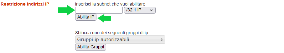 impostazione numero sicuro del blocco ip