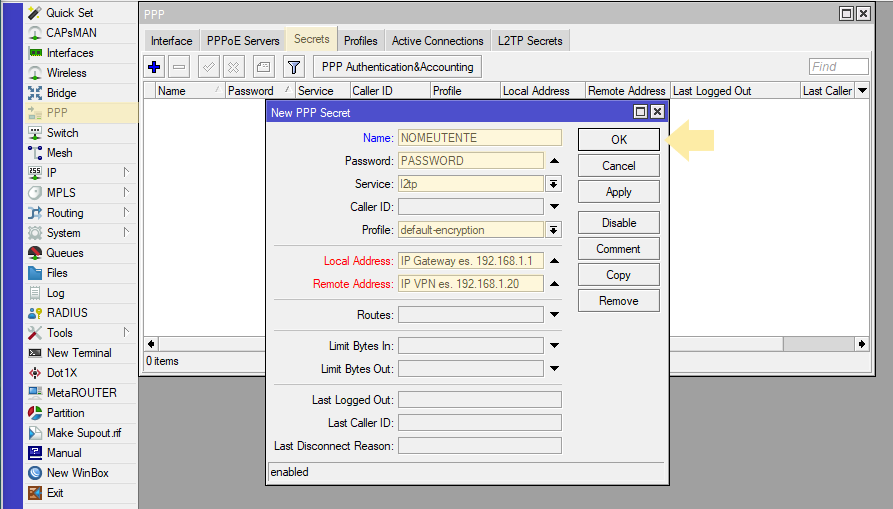 Mikrotik vpn Winbox