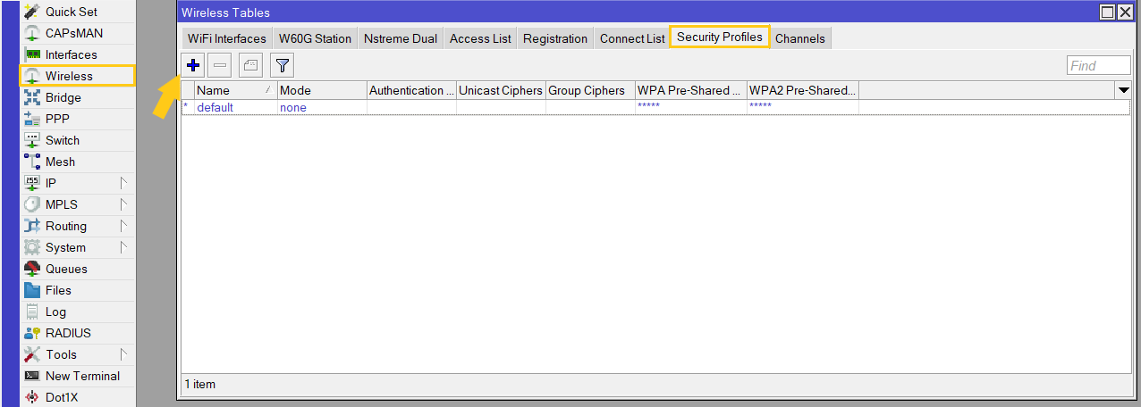 configurazione del wifi mikrotik