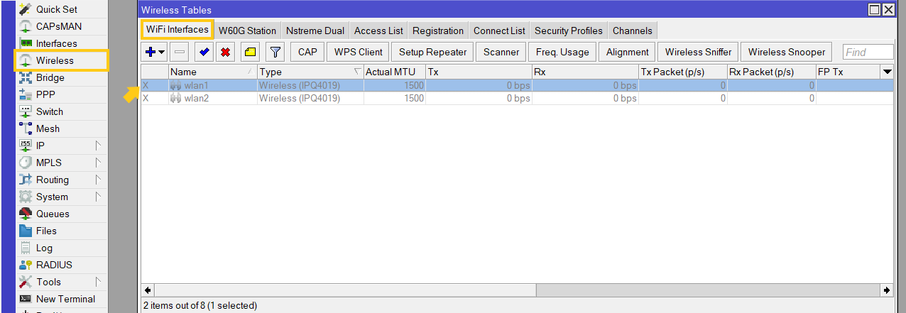 configurazione del wifi mikrotik