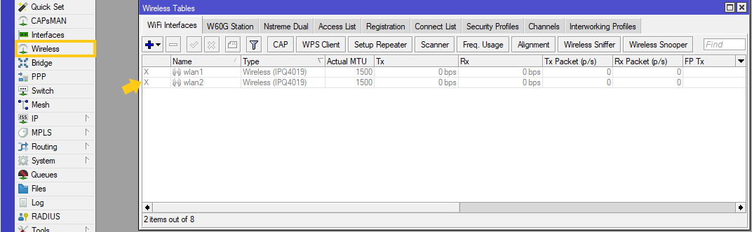 configurazione del wifi mikrotik