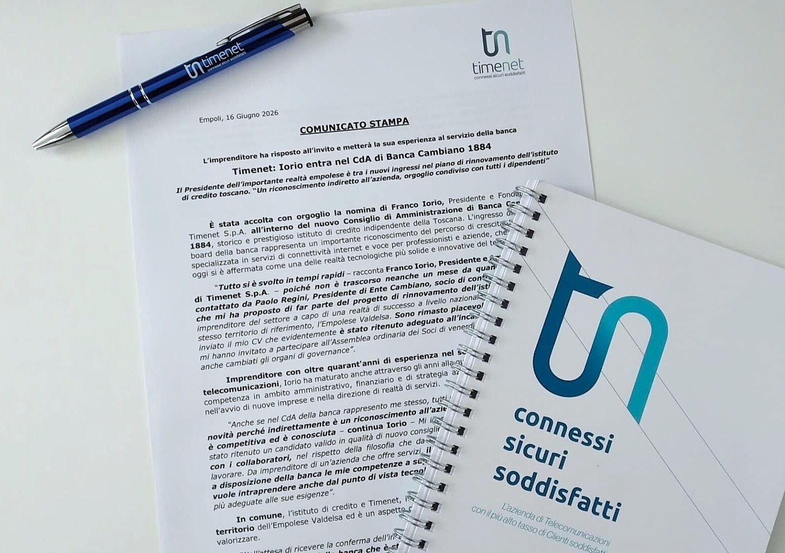 Il Comunicato stampa della nomina di Franco Iorio nel CdA di Banca Cambiano